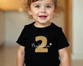 T-shirt Verjaardag met Nummer, Verjaardag T-shirt Kinderen, 1e Verjaardag Meisje, 2e Verjaardag Meisje, 3e Verjaardag Meisje