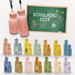 Personalized drinking bottle, drinking bottle with name, stainless steel drinking bottle for children, personalized children&#39;s bottle, school enrollment gifts