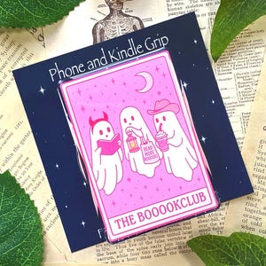 Big The Booookclub Kindle Grip | Halloween Kindle Grip | MagSafe Grip | Tarot Card Kindle Grip | Cozy Reading | Booktok | Ghost Kindle Grip