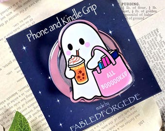 Ghost Kindle Grip | Halloween Kindle Grip | MagSafe Grip | Bookish Accessory | Cozy Reading | Booktok Gift | Cute Ghost Coffee All Booooked