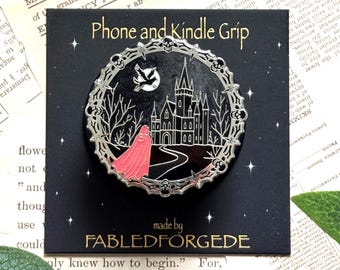 Gothic Lock Magnetic Holder Handle Made of Metal | Magnetic Holder for E-Readers, Kindles & Mobile Phones | Glow in the Dark Grip | Dark Fantasy Grip