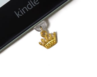 Pendentif couronne pour Kindle | Bouchon anti-poussière | Bouchon pour liseuse et téléphone portable | Décoration livresque | Bijou de téléphone | USB C | Bouchon anti-poussière fantaisie