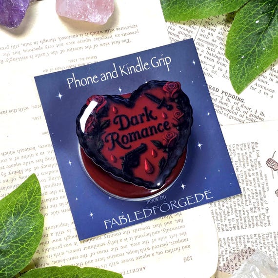 Dark Romance Kindle Grip | Gothic Kindle Grip | MagSafe Grip | Bookish Accessory | Cozy Reading | Booktok Gift | Roses Heart Dark Aesthetic