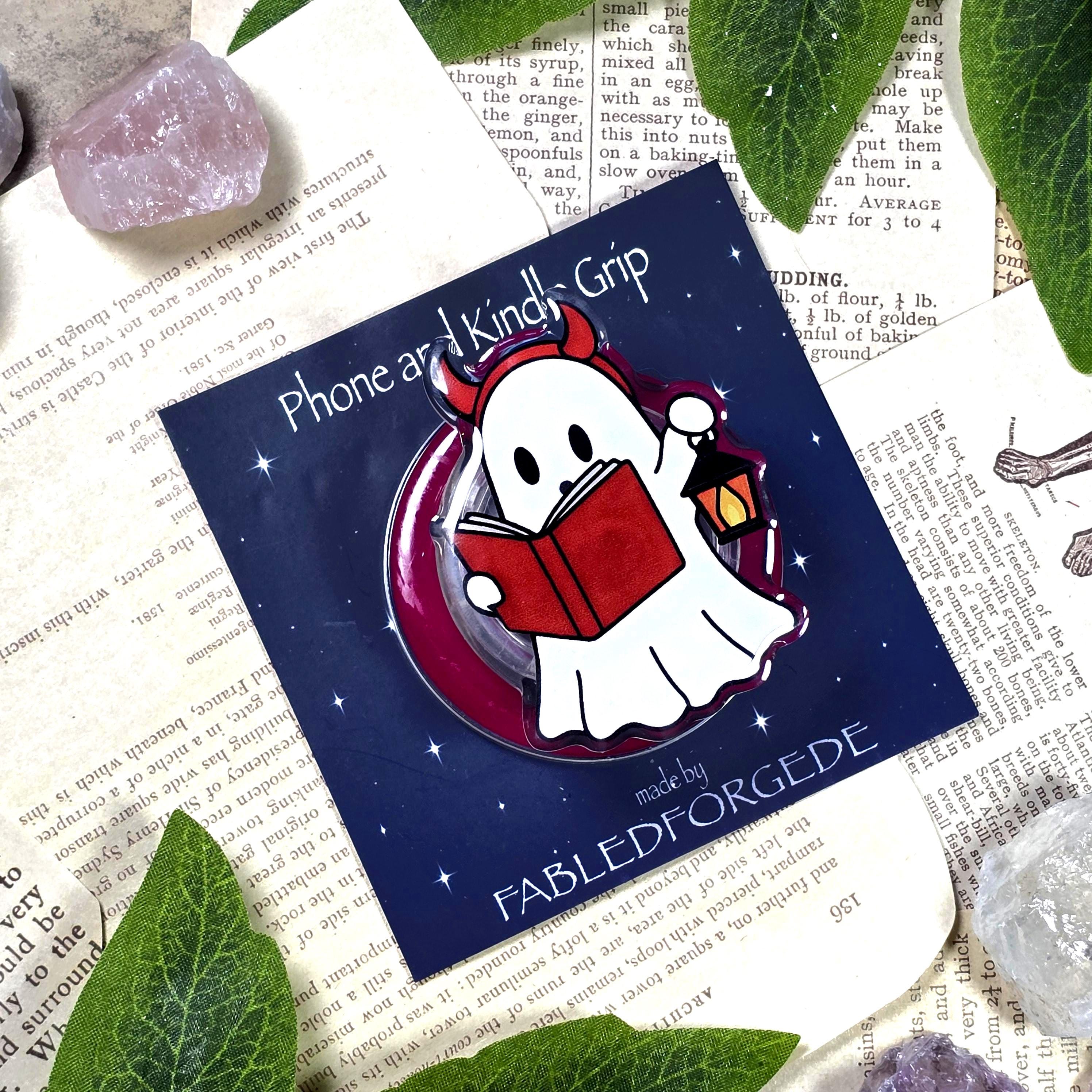 thumbnail image 2 of Reading In Peace Cute Ghost Bookish Book Lover Booktrovert PopSockets Adhesive PopGrip 2 of 9