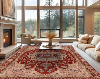 Ethnic Pattern Turkish Area Rug, Great Saloon Rug, Bedroom Rug, Rug for Livingroom, Diningroom Rug Hallway Runner, Red Rug, Entree Rug
