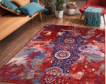 Luxury Red Rug, Turkish Area Rug, Colourful Rug, Bedroom Rug, Rug for Livingroom, Diningroom/Saloon Rug Hallway Runner, Red Rug, Entree Rug