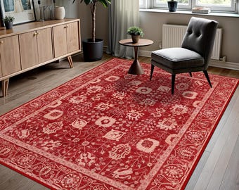 Alfombra turca roja, alfombra con estampado étnico, alfombra para sala de estar, alfombra para dormitorio, alfombra para recibidor, kilim de cocina, alfombra para pasillo, alfombra turca, alfombras para habitaciones