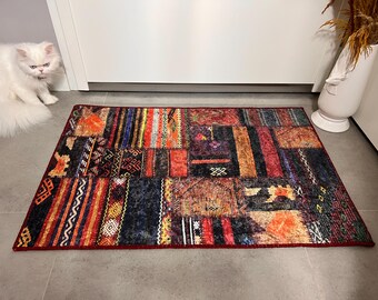 Door Entrance Rug, Vintage Pattern Rug, Hallway Runner, Ethnic Rug, Kitchen Runner, 2x13 Turkish Rug, Livingroom Bedroom Carpets, Multi Size