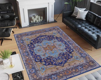 Blue Livingroom Rug, Turkish Ethnic Rug, Entree Runner, Diningroom Rug, Bedroom Runner Rug, Gift Carpet, Saloon Area Rug, Office Rug