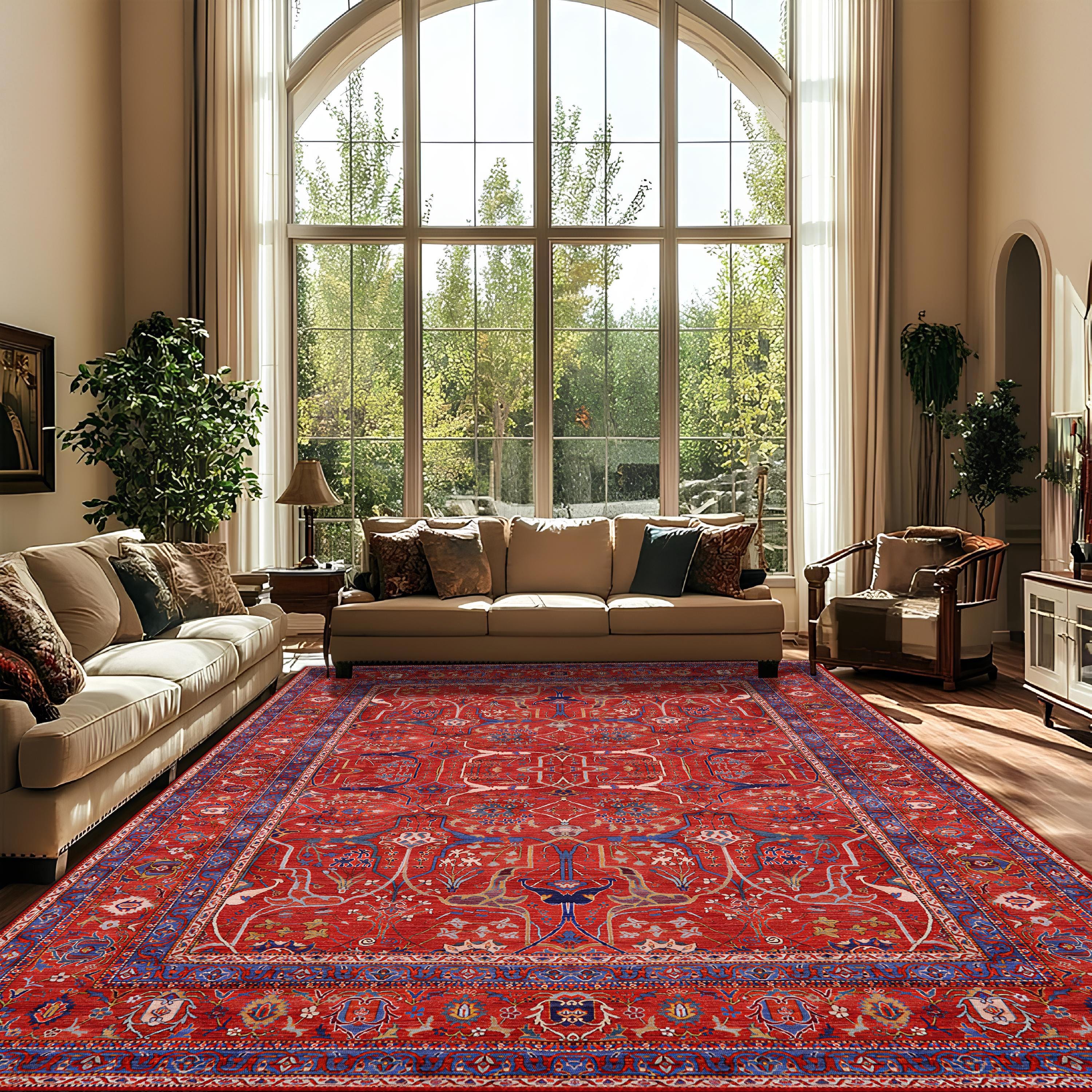 Tan Red Rugs Red Area Rug,turkish Rug, Ethnic Rug, Bedroom Rug, Rug for Livingroom ...