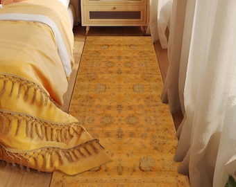 Luxury Yellow Bedroom Rug, Turkish Entree Rug,2x10 Area Rug, Rug for Livingroom, Diningroom/Saloon Rug Hallway Runner, Cozy Home