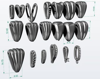 BAILS Set STL-Paket für Kette / Anhänger 3D-Modell zum Ausdrucken / CNC-Digitaldatei