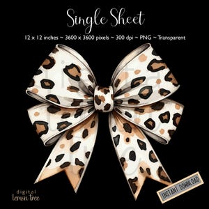 Animal Print Girly Bow, Leopard Print PNG, Free Commercial Use, 2 high Quality JPG Digital Download
