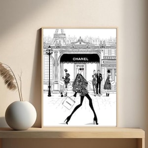 Póster en blanco y negro de CHANEL / Soy feroz / Alta costura / Arte mural vintage / Arte mural moderno para el hogar / Arte mural digital imprimible / Alta calidad