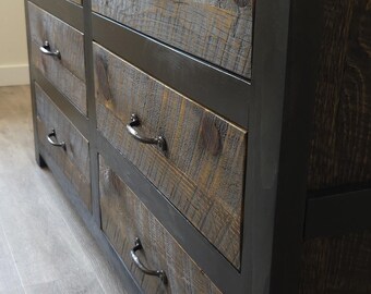 Reclaimed Barnwood 6 Drawer Dresser | Rustic Farmhouse Solid Wood Chest |  Handmade Bedroom Furniture | Custom Storage Cabinet - Etsy