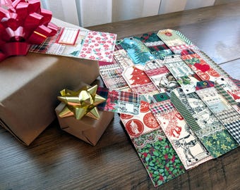 Handmade Large Christmas Gift Tags Patchwork Vintage-Style/Tim Holtz Fabric Tags Reusable