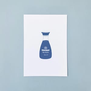 Kikkoman Sojasauce Japan - Illustration Blau | Impression d&#39;art, affiche, dessin japonais, Verpackungsdesign