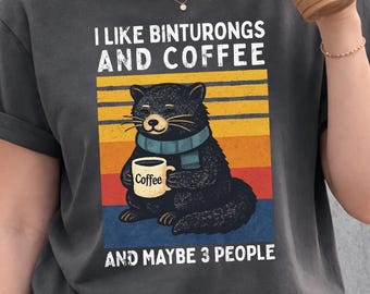 Funny Coffee Lover Shirt - Binturong Bearcat Shirt, Introvert Humor Shirt, Cute Animal Shirt Gift
