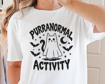 Camiseta de gato de Halloween: Actividad Purranormal / Regalo para la temporada de Halloween