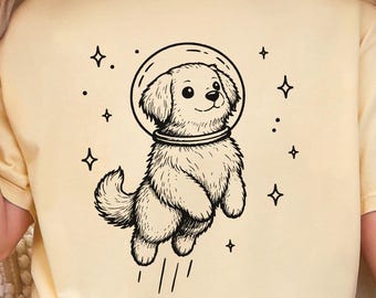 Astronaut Golden Retriever T-Shirt, Comfort Colors Dog Shirt