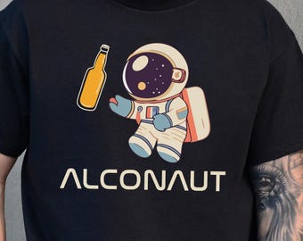 Funny Astronaut Drinking Shirt, Space Alcohol Humor T Shirt, Drunk Spaceman Party Tee, Beer Lover Funny Shirt, Novelty Gift