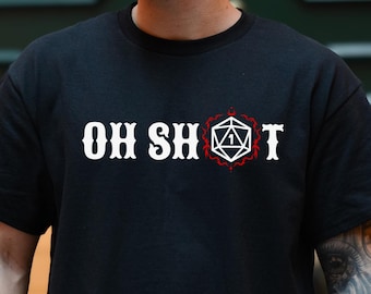 Oh Sh1t - Critical Fail T-Shirt - Dice Roll Gamer Gift - Funny DND Shirt - Tabletop Gamer Meme
