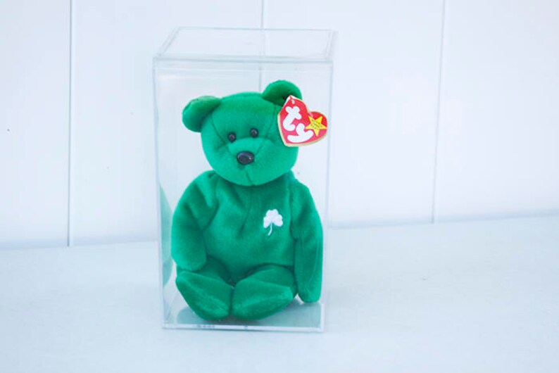 Green Bear Emerald Isle Original Green Bear Ty Beanie Baby Shamrock Vintage Toy Beanie Baby Display Case 1997 White Shamrock Erin