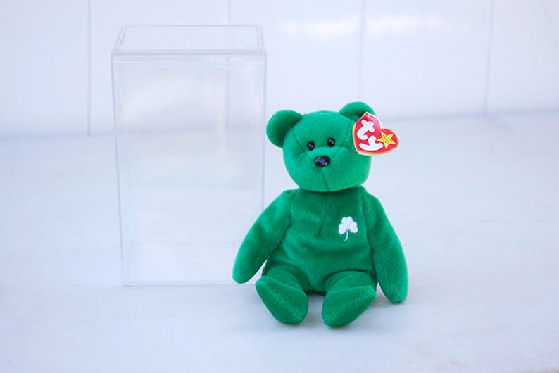 Green Bear Emerald Isle Original Green Bear Ty Beanie Baby Shamrock Vintage Toy Beanie Baby Display Case 1997 White Shamrock Erin