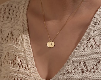 Tiny Disc Initial Necklace, Family Letter Necklace Grandmother, Kids Initials Jewelry, Couples Pendant,Multiple Disc Jewelry,Christmas Gifts