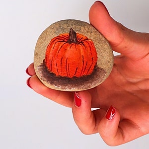 Hand-Painted Pumpkin Rock, Halloween Decoration