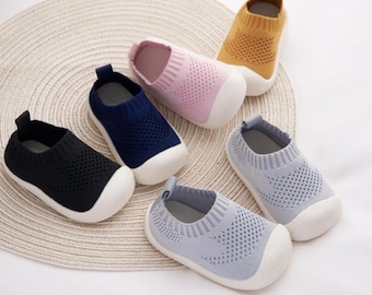 Mesh Breathable Baby Walking Shoes, Non-Slip Socks