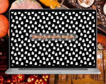 Halloween Laptop Wallpaper, Fall Aesthetic Wallpaper, Autumn Laptop Wallpaper, Digital Download, Fall Screensaver