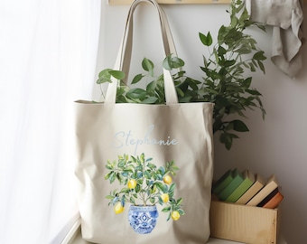 Personalisierte Zitrone Tragetasche, Benutzerdefinierte Zitrone Tote, Zitrone Junggesellinnenabschied, Brautjungfer Taschen, Zitrone Brautdusche, Amalfiküste Zitronen
