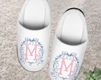 Personalized Monogrammed Slippers, Custom Women’s Slippers, Bride Slippers, Mother of the Bride Gift, Bridesmaid Favors, Gift for Mom