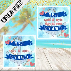 Just Married Cruise Türmagnet, personalisierte Flitterwochen Kreuzfahrt Magnet, Just Married Cruise Türmagnet, Flitterwochen Kreuzfahrt
