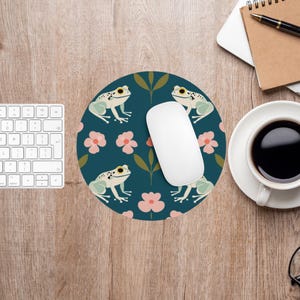 Frog Mouse Pad, Cute Frog Mouse Pad, Frog Desk Accessories, Frog Office Decor, Round Mousepad, Square Mousepad, Frog Lover Gift