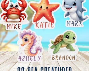 Personalized Sea Creature Cruise Door Magnets, Custom Cruise Door Decorations, Family Cruise Magnets, Family Name Magnets, 2025 Cruise