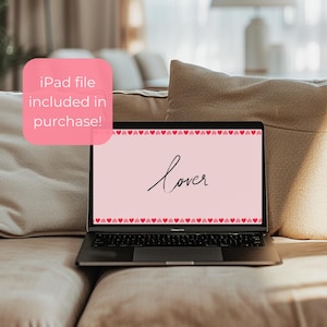Valentine&#39;s Day Digital Wallpaper, Valentines iPad Background, Laptop Screensaver, Pink Valentine&#39;s Day Screensaver, Lover Digital Wallpaper