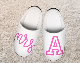 Fluffy Personalized Bride Slippers, Custom Bride Slippers, Custom Bride Gift, New Bride Gift, Bridal Shower Gift, Bridal Slippers