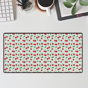 Large Desk Mat, Cherry Mouse Pad, Gift for Cherry Lovers, Gaming Desk Pad, Home Office Desk Pad, Chic Office Decor, Cherry Office Decor
