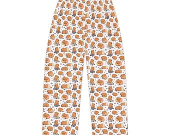 Cozy Capybara Pattern Pajama Pants | Cute Fall Capybara Print Sleepwear