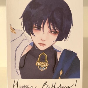 Tarjeta de cumpleaños de SCARAMOUCHE WANDERER / Genshin Impact / anime / regalo de cumpleaños