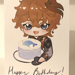 CHILDE TARTAGLIA  BIRTHDAY card | Genshin Impact  | anime | birthday gift