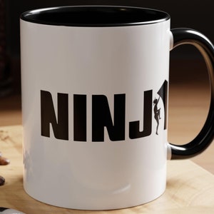 NINJA Ceramic Coffee Tea Mug (11oz, 15oz), Ninja Warrior, Strong Female, Birthday Gift for Her