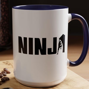 NINJA Ceramic Coffee Tea Mug (11oz, 15oz), Ninja Warrior, Strong Male, Birthday Gift for Him