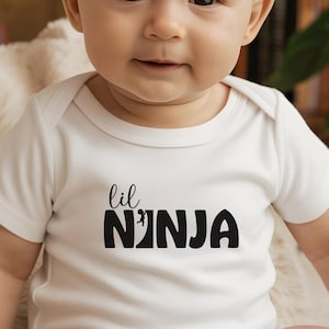 lil Ninja, Infant Bodysuit Rabbit Skins 4424, Bella + Canvas 3001T Toddler Tee, Gift for Baby, Gift for Toddler, Ninja Warrior, Ninja Baby