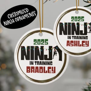 Personalisierte Ninja in Training Weihnachten Ornament, Geschenk für Ninja, Ninja warrior, keramik, acryl