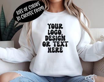 Design de logo ou texte PERSONNALISÉ, col ras du cou pour adulte Gildan 18000