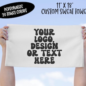 CUSTOM 11 x 18 Rally Towel, Sports Sweat Towel, Face Towel, Add Logo Text or Design, Any Sport