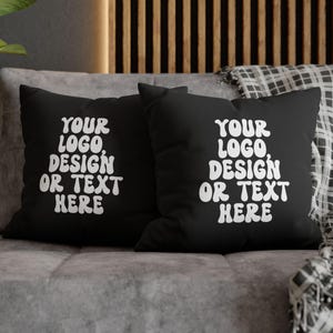 Custom Logo Pillow, Personalized Polyester or Suede Square Pillow, Pillowcase